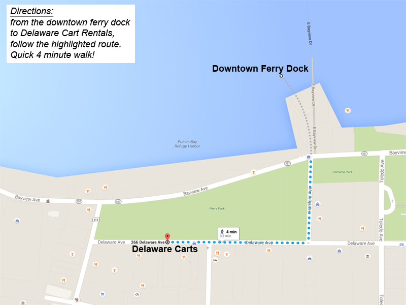 putinbay downtown cart rentals map
